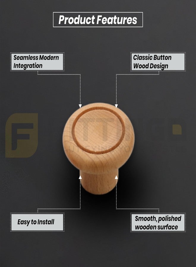 Fittingo Drawer Knobs/Door Handles/Cabinet Handle Knobs/Drawer Handle/Knobs for Drawers and Cabinet/Steam Beech Wood (2 Inch) Pack of 6 - Image 4